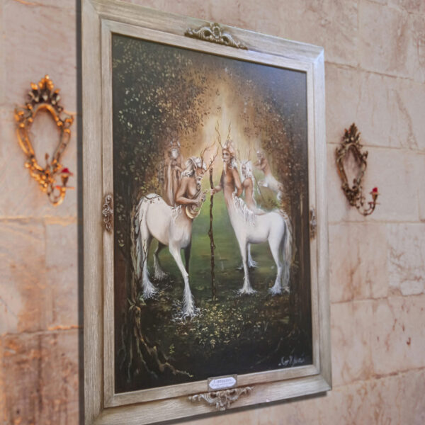 La meseta verde de los centauros. Obra de arte original de fantasía. Mer M March