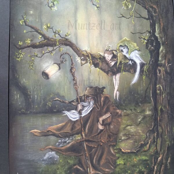 Obra original de fantasía El bosque de Broceliande de Muntzell art