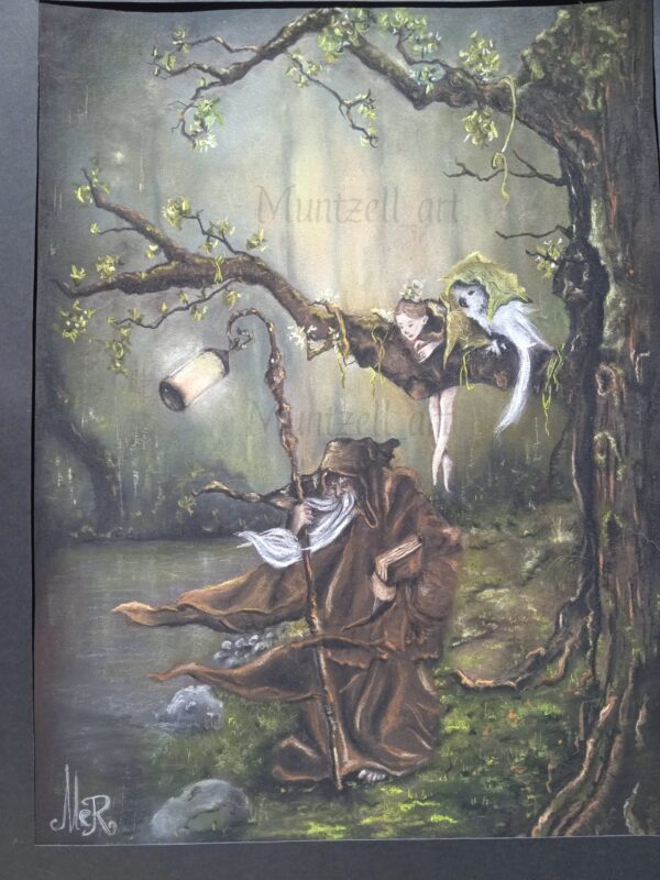 Obra original de fantasía El bosque de Broceliande de Muntzell art